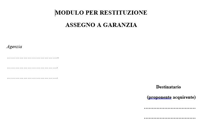 Lettera restituzione deposito cauzionale locazione