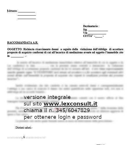 Fac simile lettera prelazione ereditaria